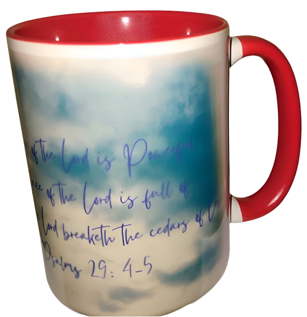 The Voice Of The Lord Scriptural Mugs (Gold Rim & Handle)